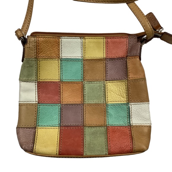 Fossil Crossbody Multicolor Patchwork Leather Bag Purse - Picture 1 of 9
